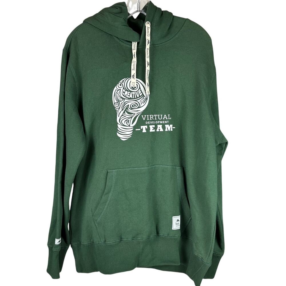 Roots Organic Men's Creston Kanga Hoodie LOGOED Green Size Large New With Tags